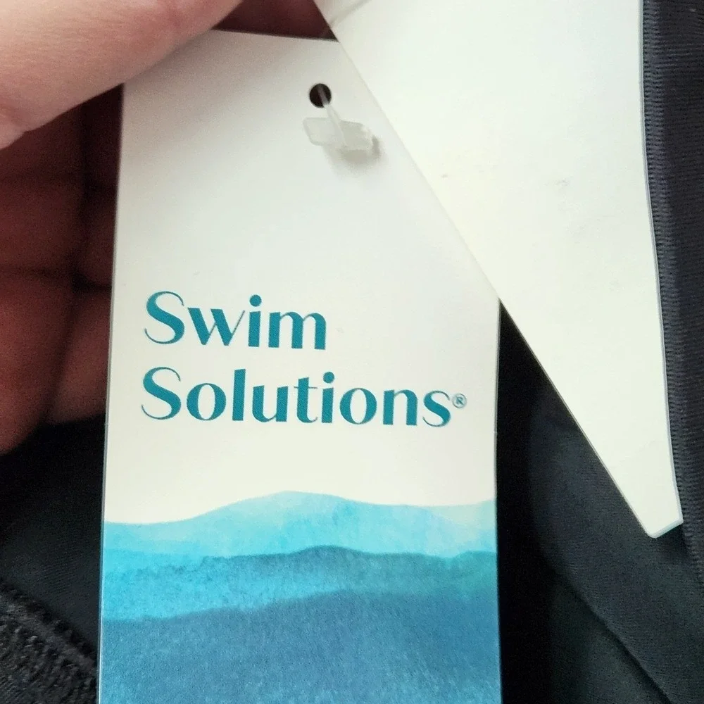 Swim Solutions Black Slit Skirt Swim Bottom Thigh Minimizer Size 22W New 525048X